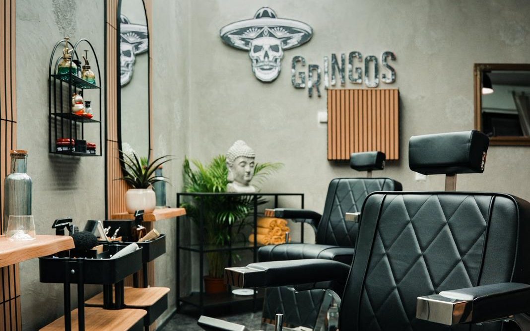 Interiér pobočky Gringos Barber v Holešovicích